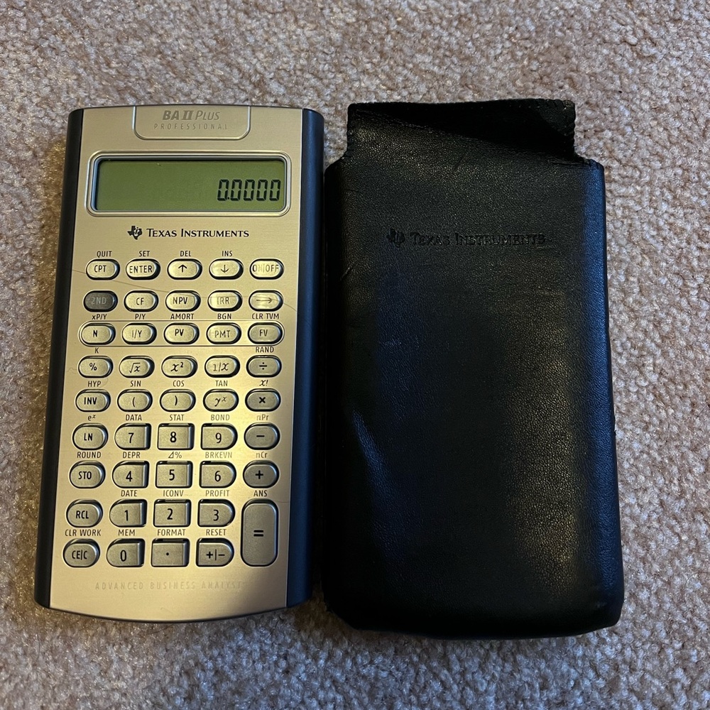 Texas Instruments BA II Plus Professional Calculator and case